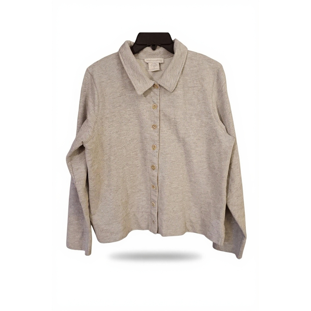 Women's Gray Button Front Blouse - Picture 2 of 5
